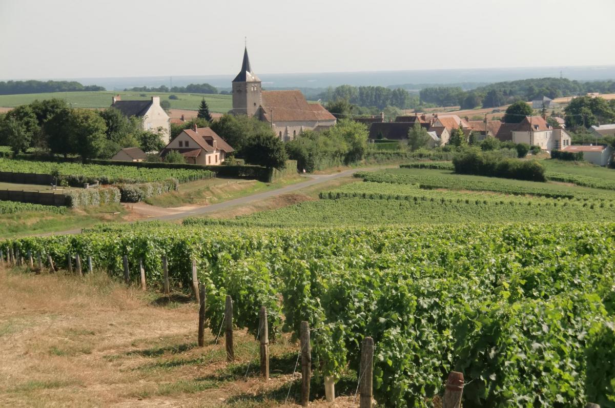 Vue du bourg de Sainte-Gemme sur la route des Chaises