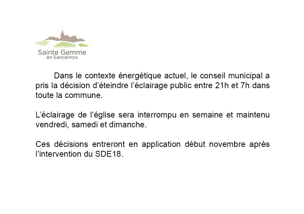 Eclairage public interrompu de 21h à 7h à partir de novembre