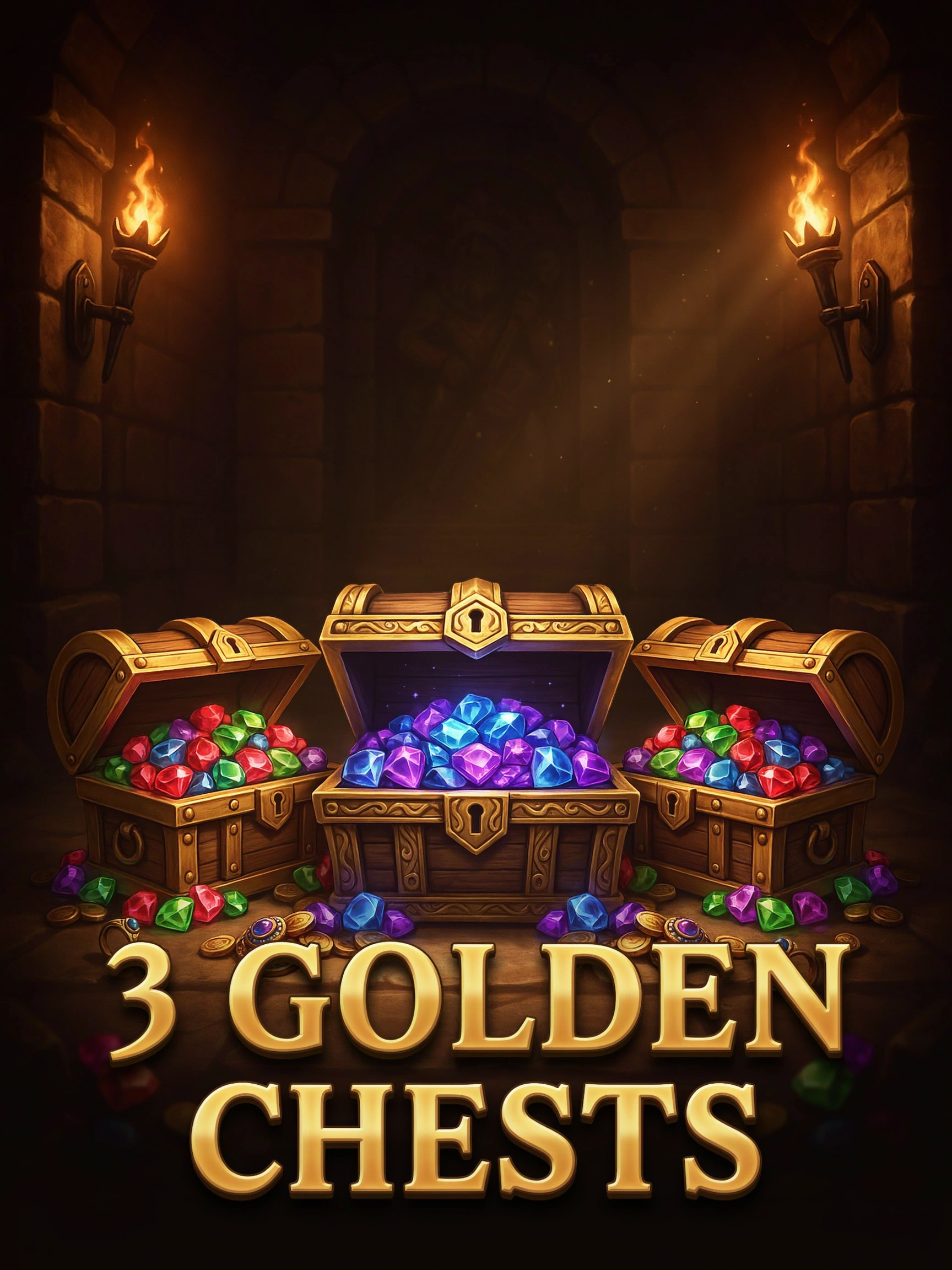 Promo art for the 3 Golden Chests pokie